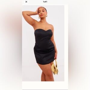 NWT Pretty Little Thing Strapless Black Dress 14